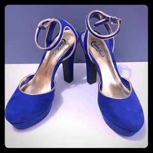 Candie’s Royal Blue Suede w/ Gold Trim Heels